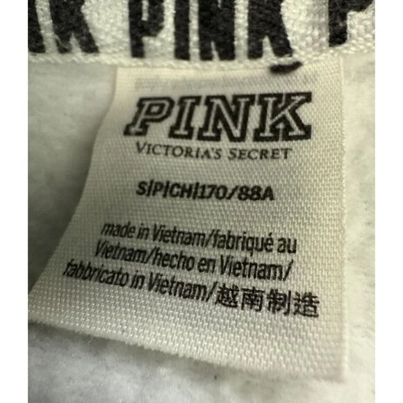 Victorias Secret Pink Sherpa Lined White Logo Hoodie Size Small - Picture 4 of 7